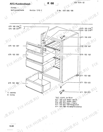 Взрыв-схема холодильника Aeg ARC1310 E - Схема узла Housing 001